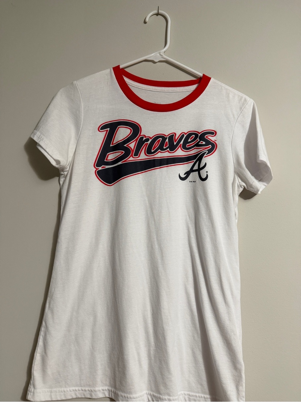 Atlanta Brave Women's White Short Sleeve Ringer Tee
